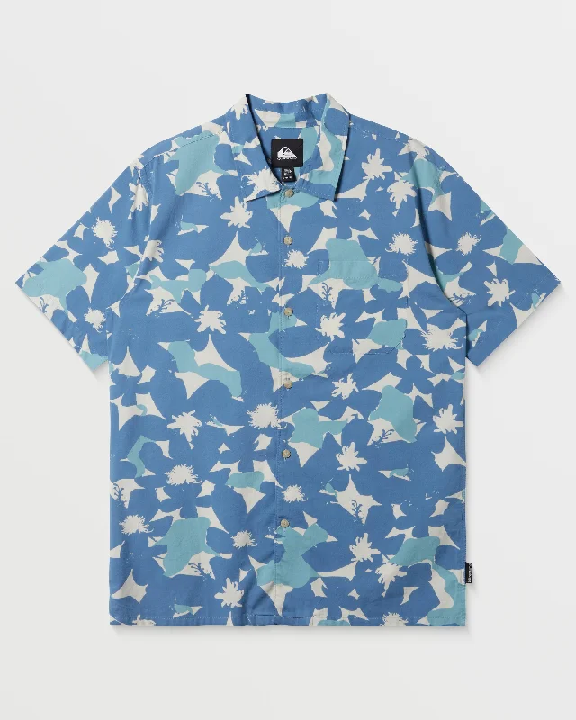 Beach Club Casual Short Sleeve Shirt - Coronet Blue Earthy Men's Hemp