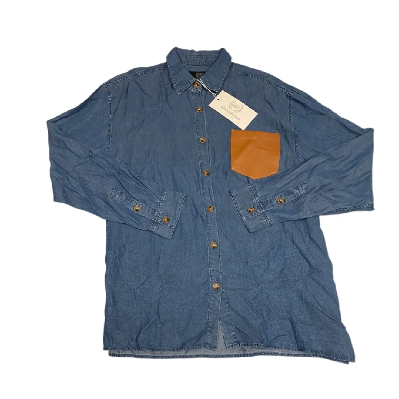 Top Ls By ELLANDDEMM In Blue Denim, Size:2X Artistic Men's Avant