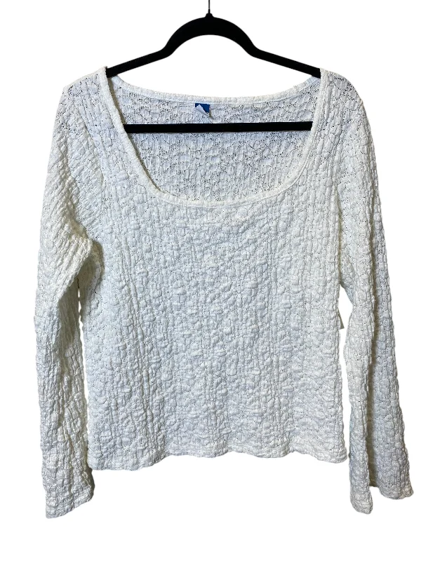 Top Long Sleeve By Old Navy In White, Size: Xl Polished Men's Silk