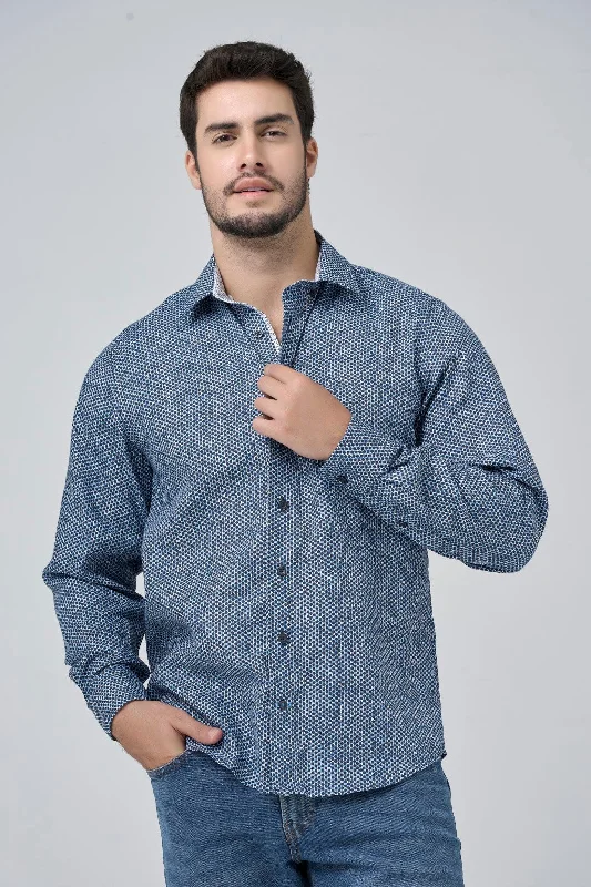 Multi Blue Dot Print Cotton Sport Shirt with Hidden Button Down Collar by Leo Chevalier Masculine Men's Thick Multi Blue Dot Print Cotton Sport Shirt with Hidden Button Down Collar by Leo Chevalier Masculine Men's Thick
