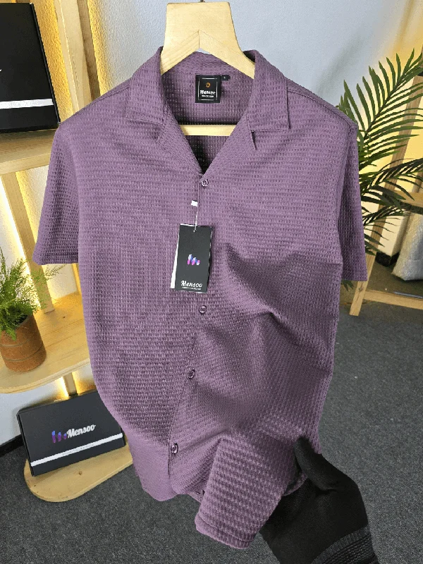 Mensoo Hs Off Shoulder Shirt Burgundy Tailored