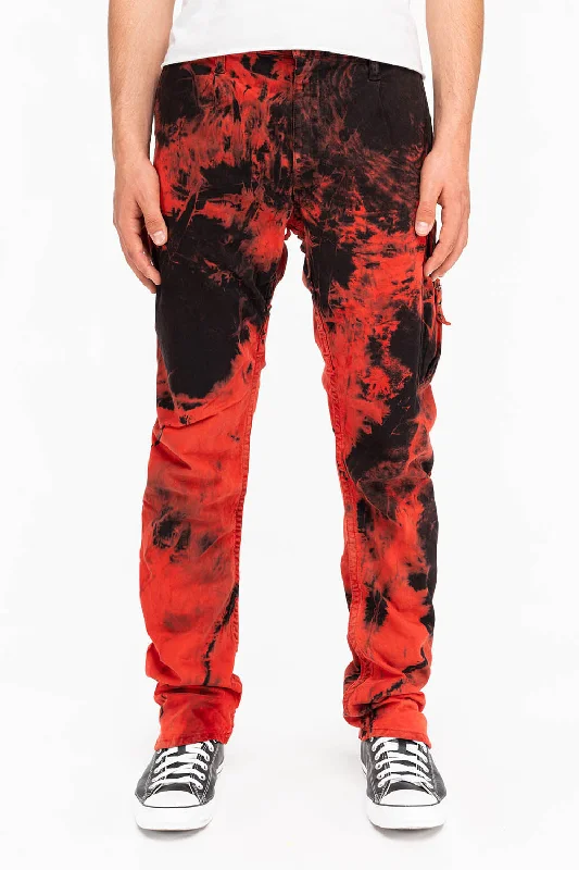 TECHNIQUE CARGO IN TIE DYE BLACK AND RED Sharp Men's Italian