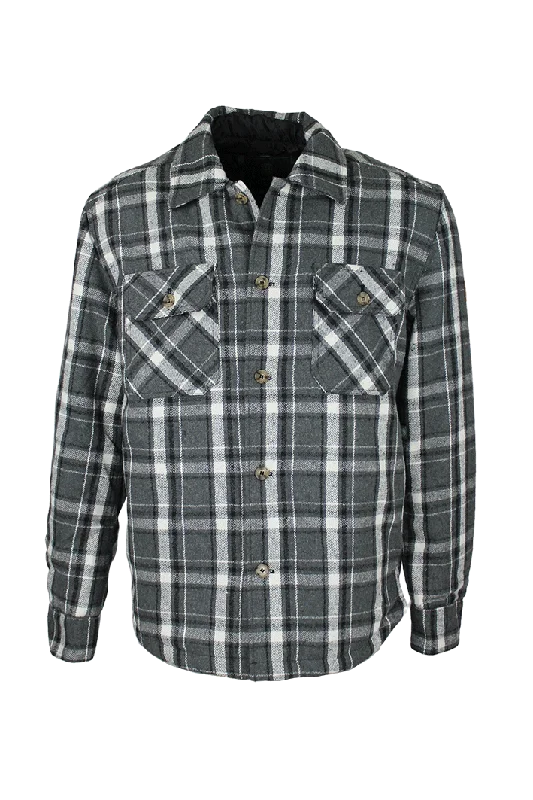 MJ001 - Men's Check Padded Overshirt - GREY (Black/White) Monochromatic Office Style