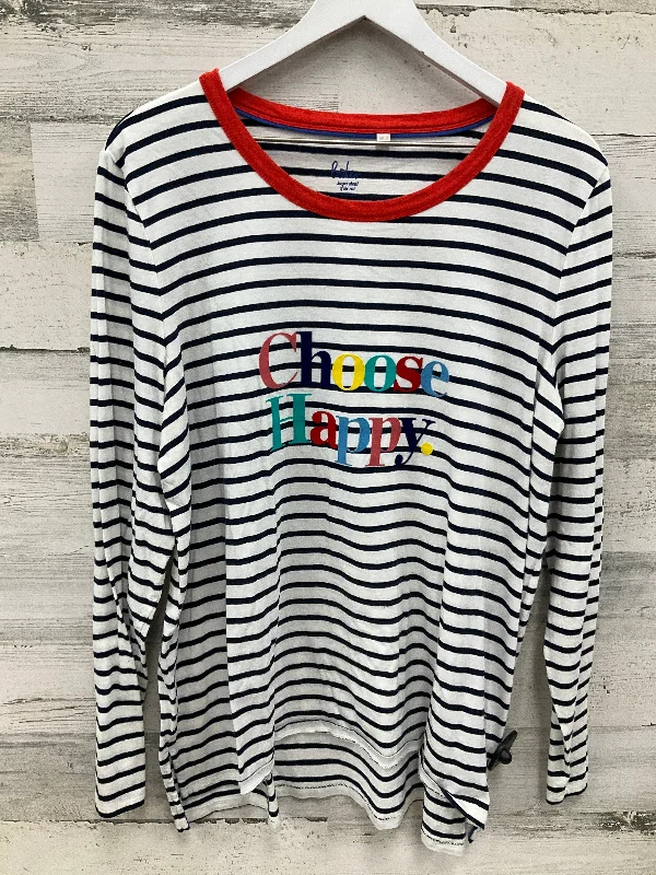 Top Long Sleeve By Boden In Blue & White, Size: 1x Polished Men's Satin
