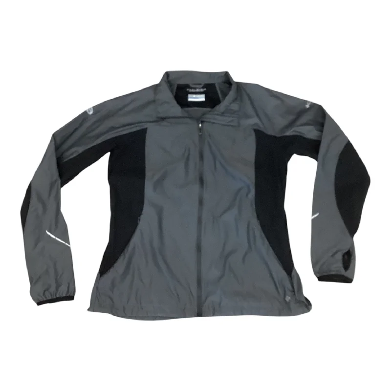 Jacket Windbreaker By Columbia In Black & Grey, Size: L Monochromatic All