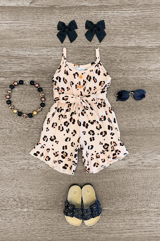 Light Tan Leopard Tank Romper Practical Men's Multi