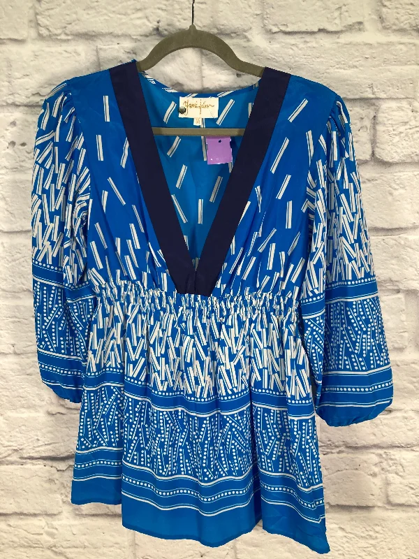 Blue & White Top Long Sleeve Designer Yumi Kim, Size M Earthy Men's Sustainable 