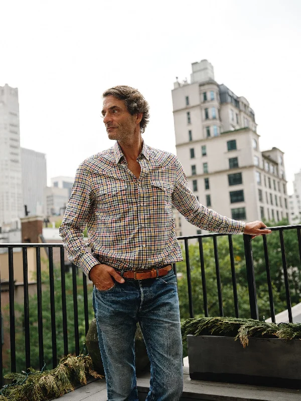 Western Sea-Washed Shirt in Autumn Multi-Gun Check Monochromatic Office Style