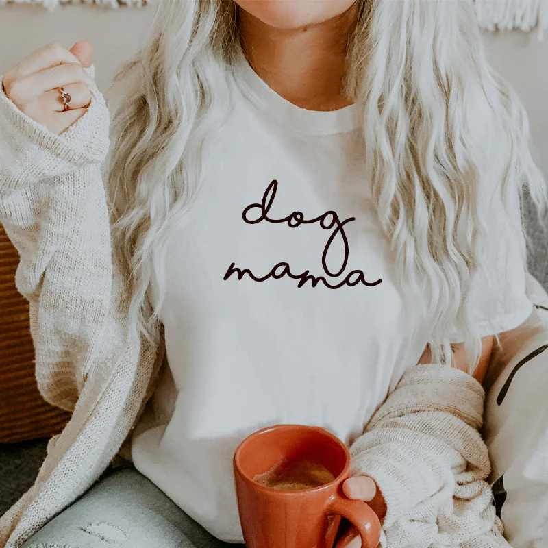 Dog Mama Retro Script T-Shirt (MRK X) Luxurious Men's High