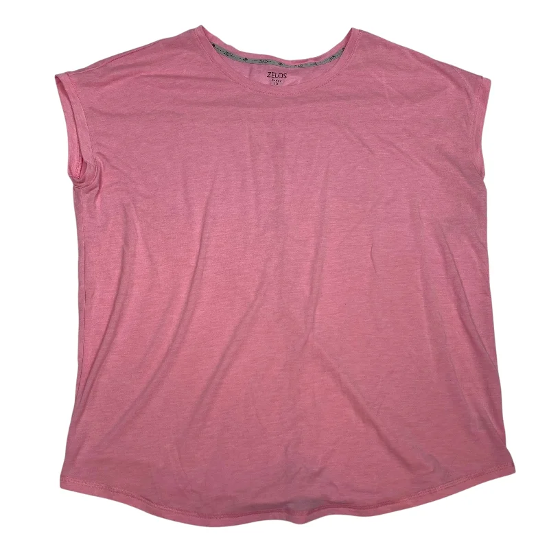 Top Short Sleeve By Zelos In Pink, Size: 1x Business