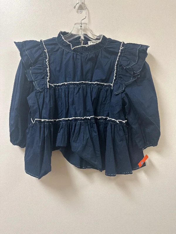 Top Short Sleeve By Clothes Mentor In Navy, Size: S Monochromatic Office Style
