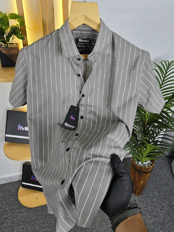 Inborn Stripe Shirt Grey Refined Men's Hand
