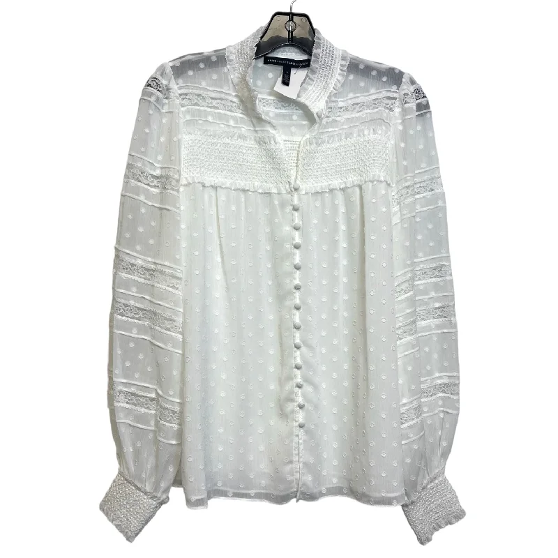 Blouse Long Sleeve By White House Black Market In White, Size: S Tailored
