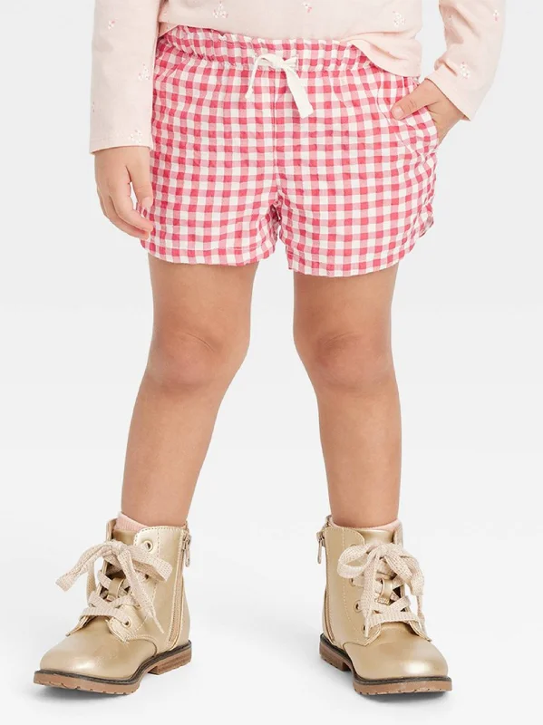 Kids Girl Gingham Check Short,Fuchsia Stylish Men's Neon