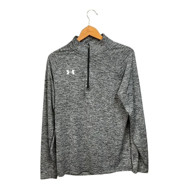 Athletic Top Long Sleeve Collar By Under Armour In Grey, Size: S Business