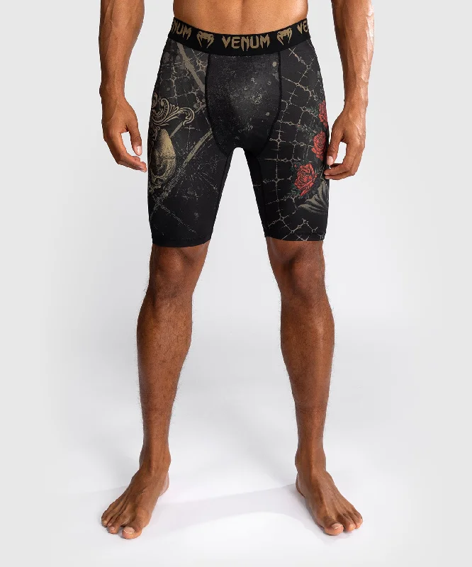 Venum Santa Muerte 5.0 Men’s Vale Tudo Shorts - Deep Black/Gold Refined Men's Classic 