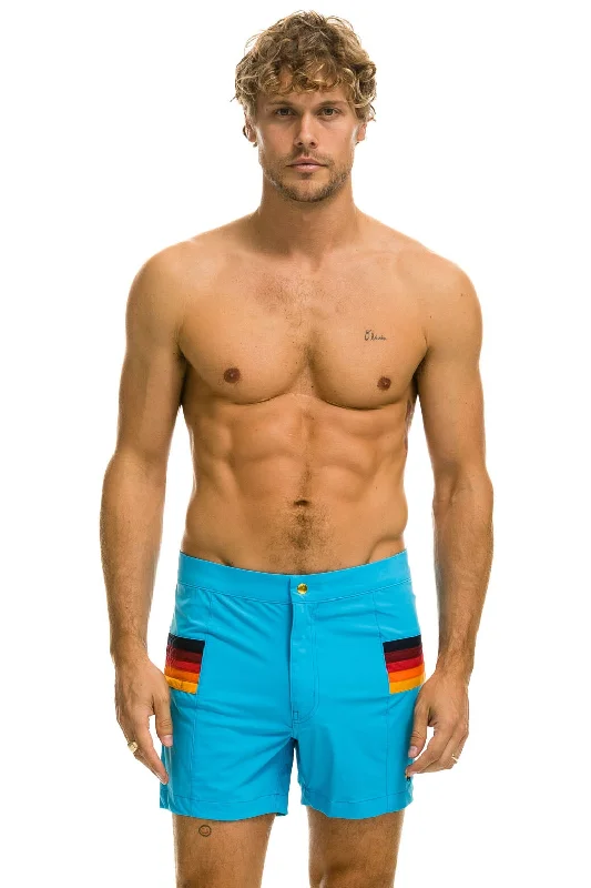 MEN'S HORIZONTAL 5 STRIPE FLEX SHORTS - NEON BLUE Casual Men's Short