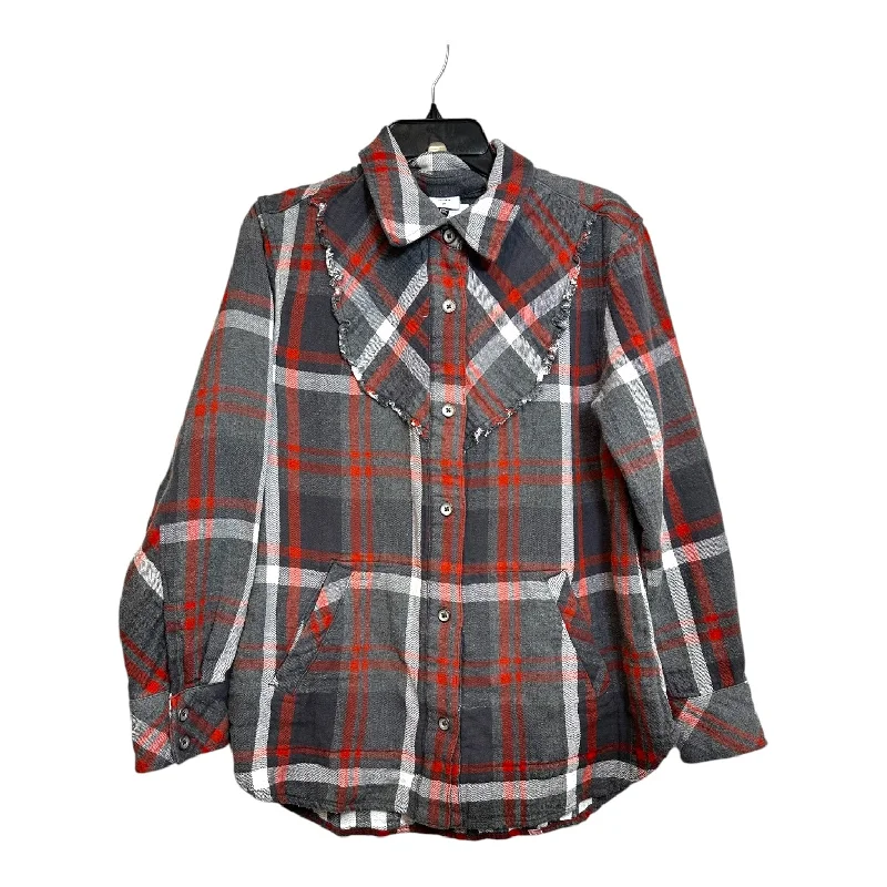 Top Long Sleeve By Cabi In Plaid, Size: M Modern Men's Geometric