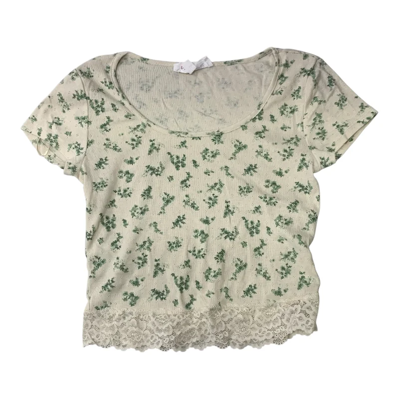 Top Short Sleeve By Pink Rose In Cream & Green, Size: S Earthy Men's Hemp