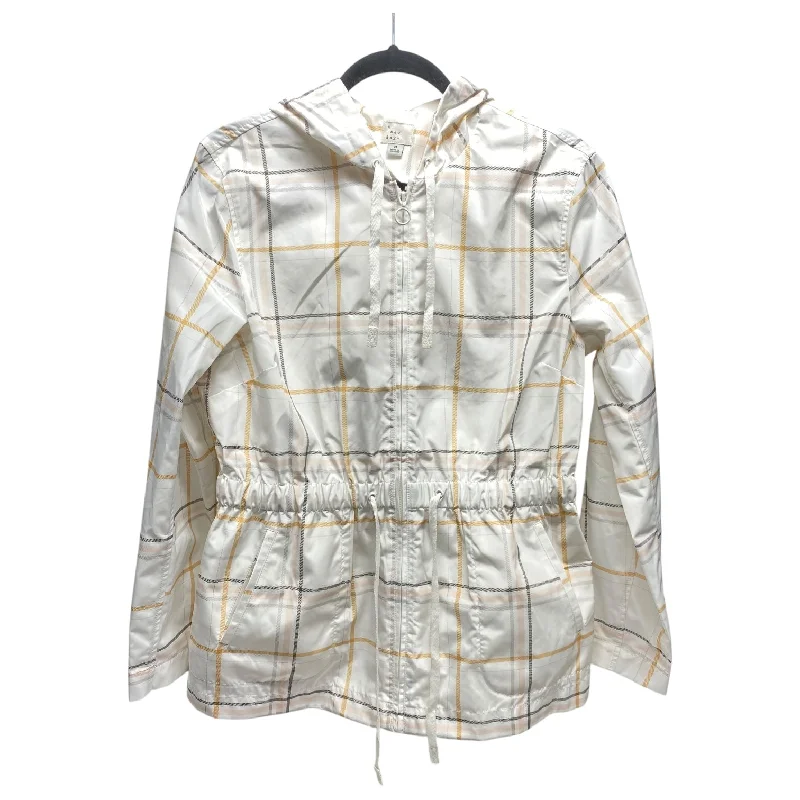 Coat Raincoat By A New Day In White, Size: M Sleek Men's Metallic