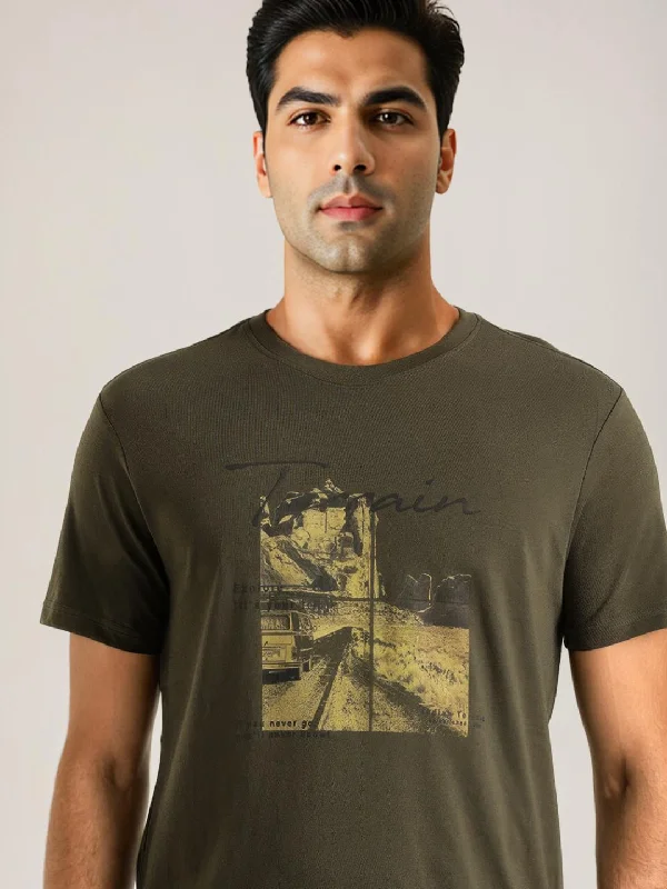Men Graphic Crew Neck T-Shirt Refined Men's Classic 