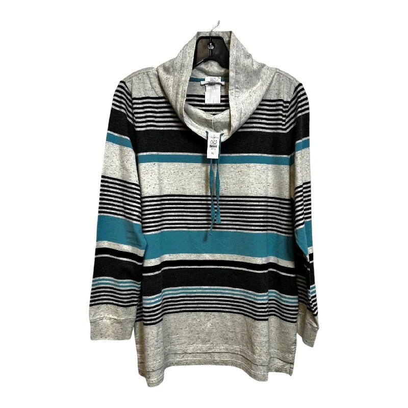 Top Long Sleeve By Talbots O In Striped, Size: Petite Large Laid