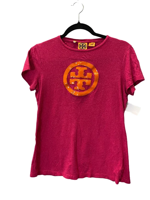 Top Short Sleeve Designer By Tory Burch In Orange & Pink, Size: S Laid