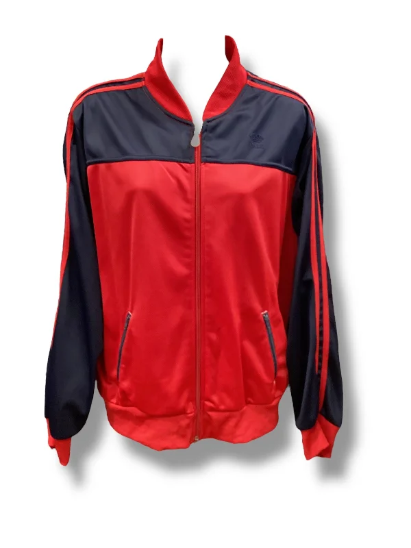 Athletic Jacket By Oleg Cassini In Red Denim, Size: Xl Tailored