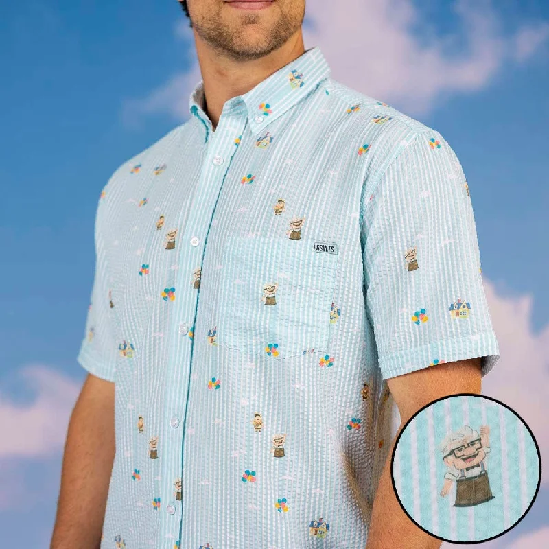 Disney and Pixar Up "Going Up!" – Stretch Seersucker Short Sleeve Shirt Dapper Men's 1920S