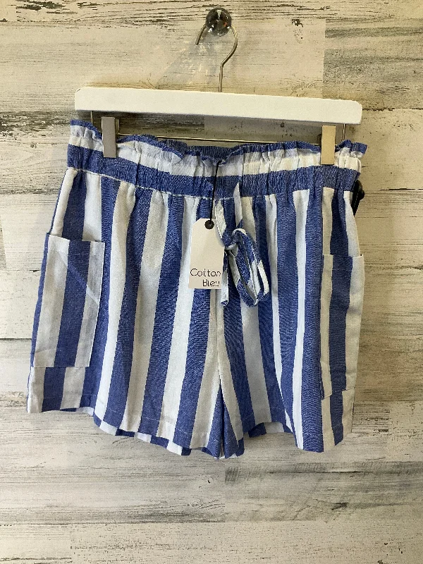 Blue & White Shorts Cotton Bleu, Size 8 Hip Men's Retro