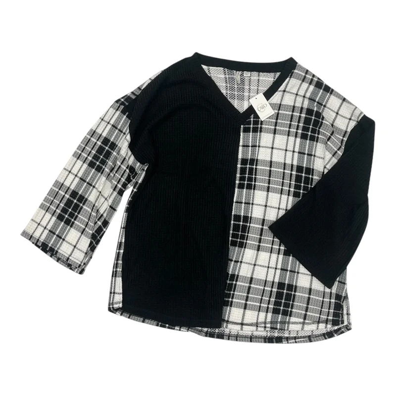 Top Ls By Cato In Black & Grey, Size:1X Confident Men's Power