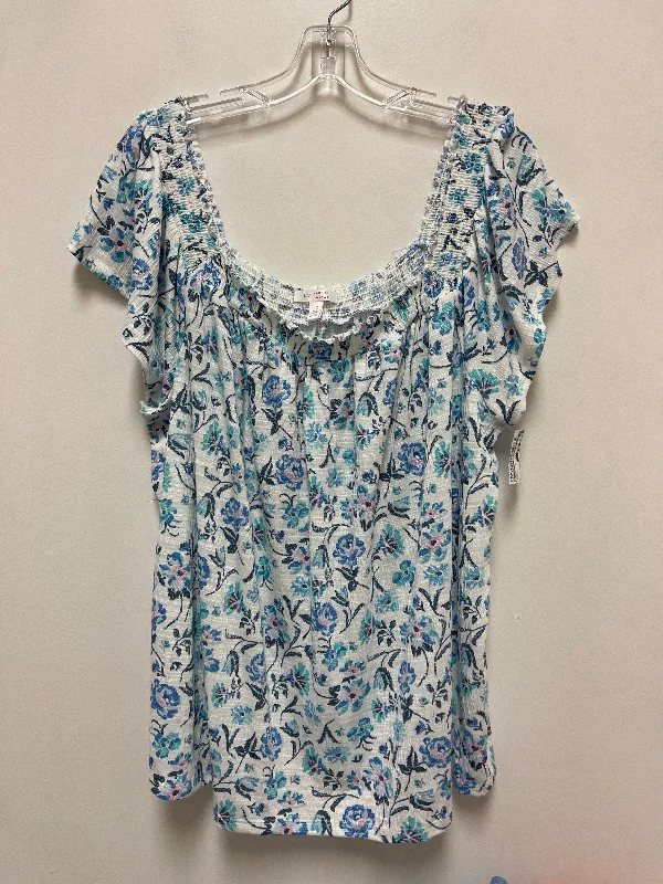 Top Short Sleeve By Lc Lauren Conrad In Blue & White, Size: 2x Unique Men's Patch