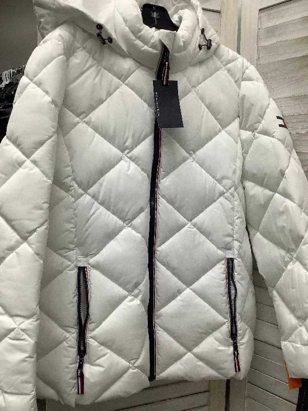 Coat Puffer & Quilted By Tommy Hilfiger In White, Size: Xxl Monochromatic All