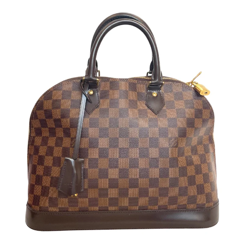 LOUIS VUITTON/Hand Bag/Houndstooth Check/Leather/BRW/BRWN/CHECKER/GRAM/GLD/LOCK Streetwear Style