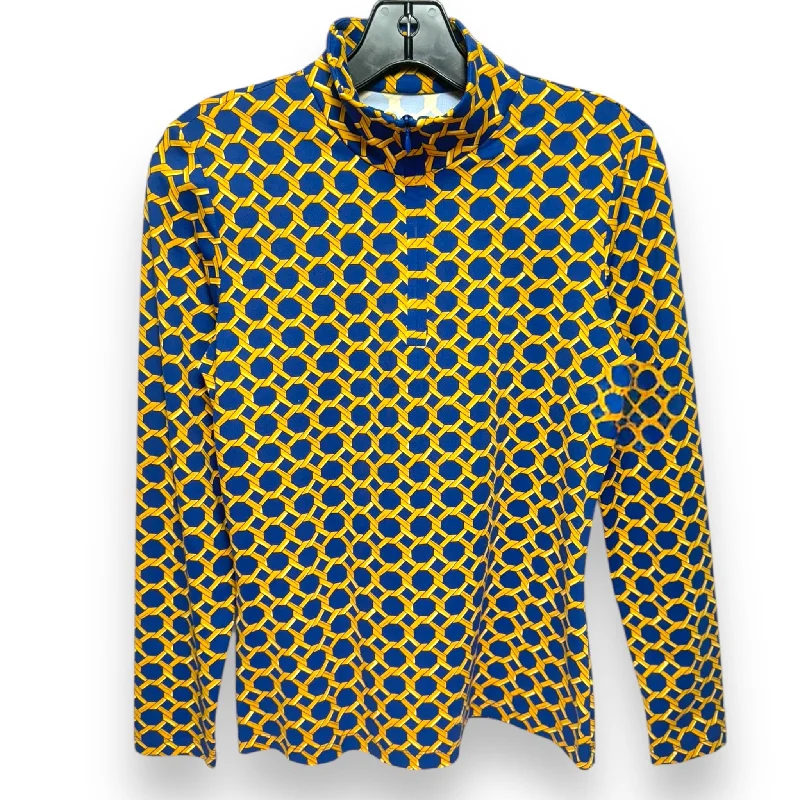 Top Long Sleeve By J Mclaughlin In Blue Yellow, Size: S Cool Men's Distressed