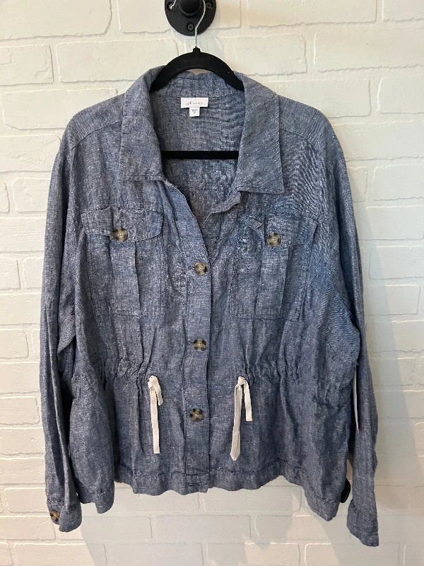 Jacket Other By J. Jill In Blue, Size: 3x Cclassic Men's Tweed