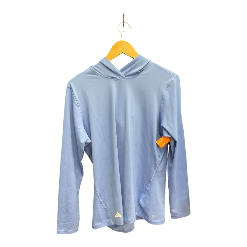 Athletic Top Long Sleeve Hoodie By Adidas In Blue, Size: L Modern Men's Geometric