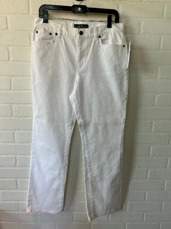 White Denim Jeans Straight Lauren By Ralph Lauren, Size 8 Cool Men's Skate