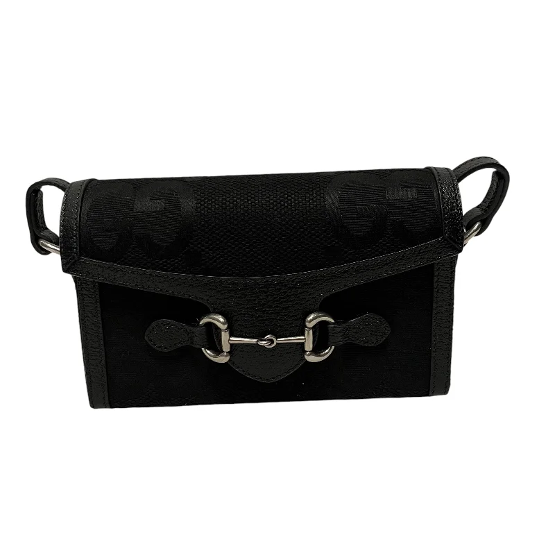 GUCCI/Cross Body Bag/Monogram/Cotton/BLK/Mini Horsebit 1955 Crossbody Bold Men's Statement
