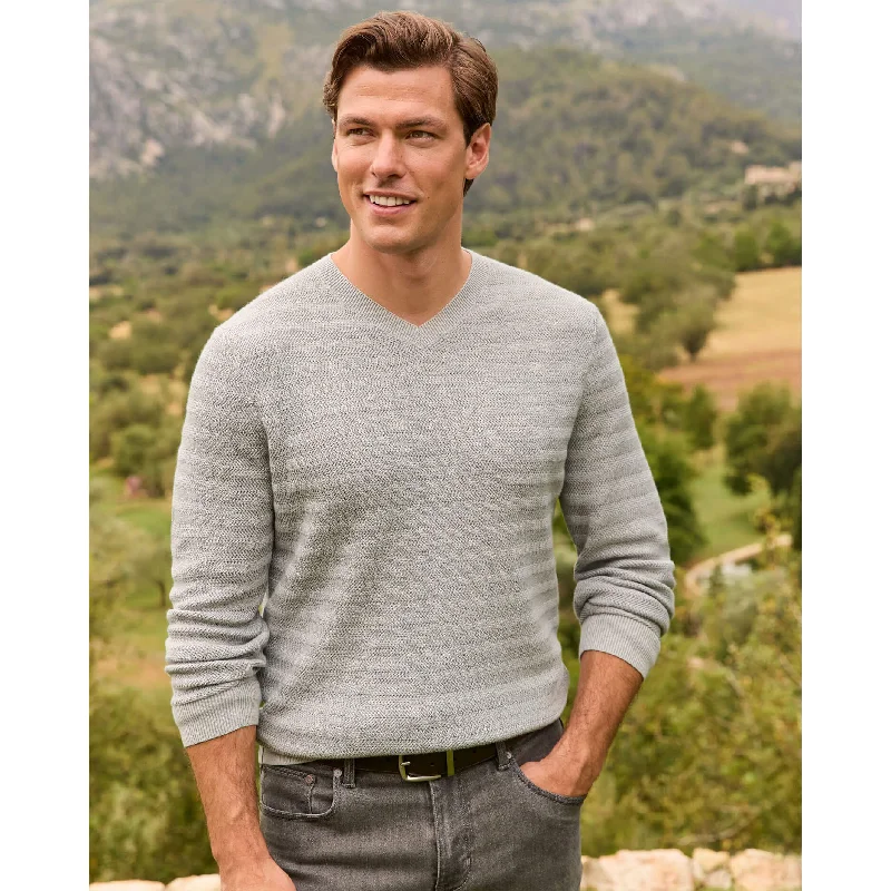 Tommy Bahama IslandZone IslandZone Coolside Course V-Neck Sweater - Grey Heather Beach