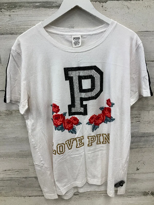 Athletic Top Short Sleeve By Pink In White, Size: L Polished Men's Satin