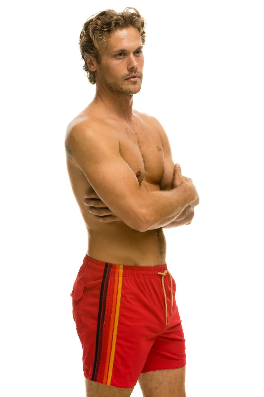 MEN'S 5 STRIPE FLEX SHORTS - RED Adventure