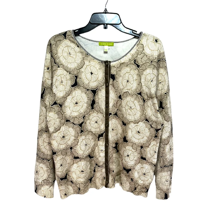 Sweater Cardigan By Sigrid Olsen In Brown & Cream, Size: Xl Earthy Men's Sustainable 