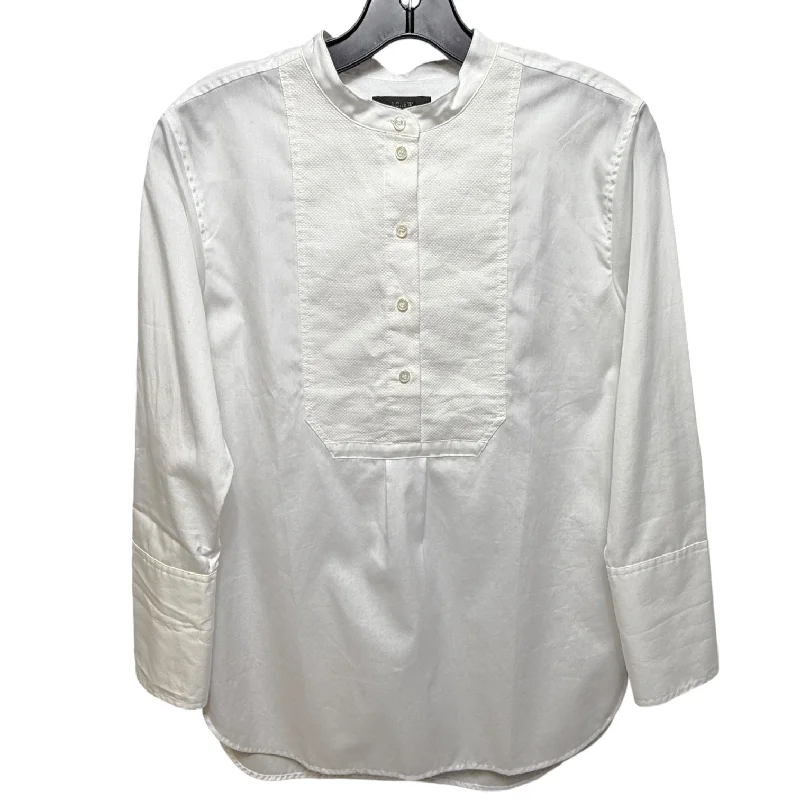 Tuxedo Popover Shirt By J. Crew In White, Size: 0 Organic