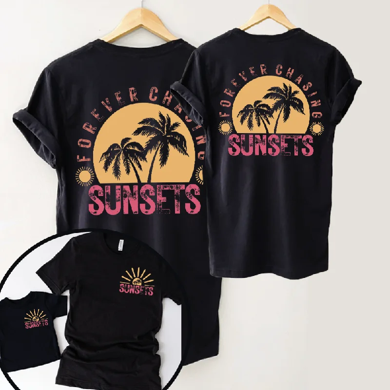 Chasing Sunsets Matching Black T-shirts Confident Men's High