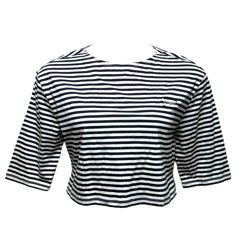 Border Strip Half Sleeve Cropped Tee By L’HAS In Striped Pattern, Size: M Street