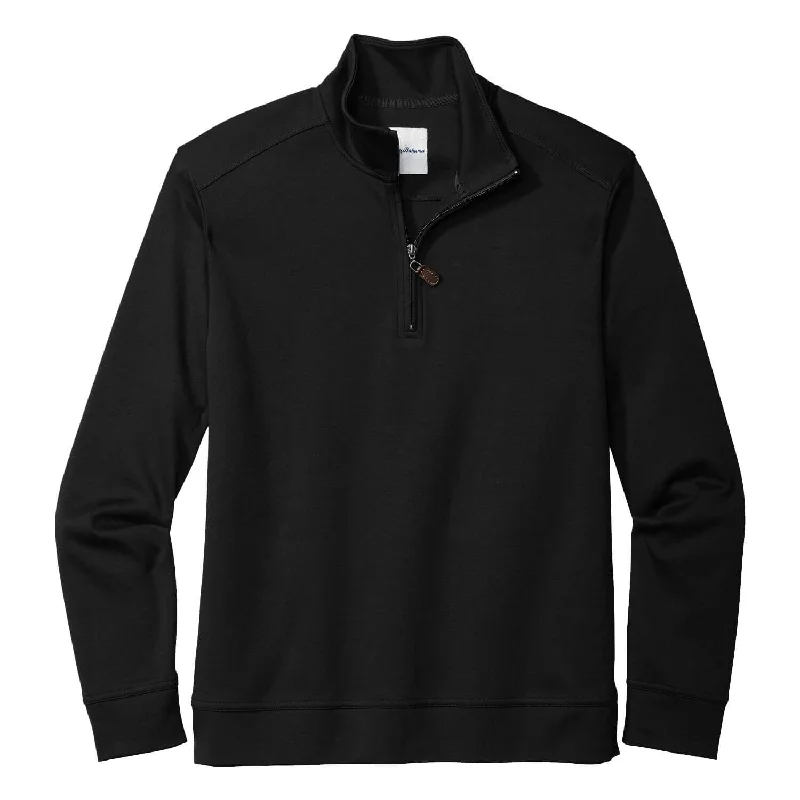 Tommy Bahama Martinique Half Zip Pullover Sweater - Black Vintage Men's 1970S Disco