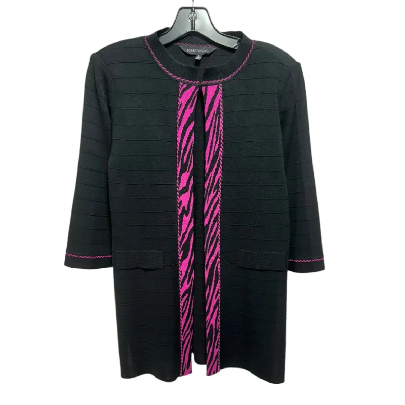 Cardigan By Ming Wang In Black & Pink, Size: S Sharp Men's Italian