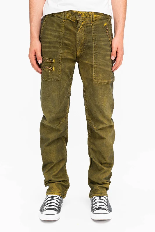 MENS CARGO ZIPPER PANTS IN DUSTY YELLOW Vacation