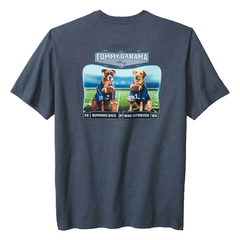 Tommy Bahama Rumming Back Wine Retriever T-Shirt - Navy Heather Traditional Men's Country